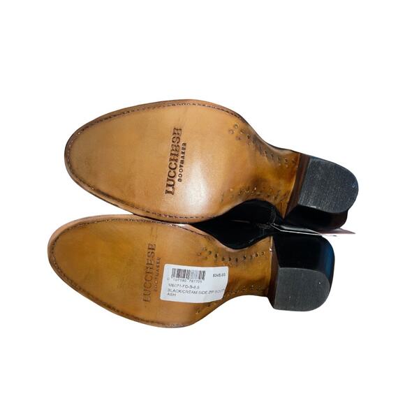 Lucchese Women Cream Black Cowboy Western Bootie (Ash Boot) Size 8.5 NWT Rodeo - Picture 5 of 8